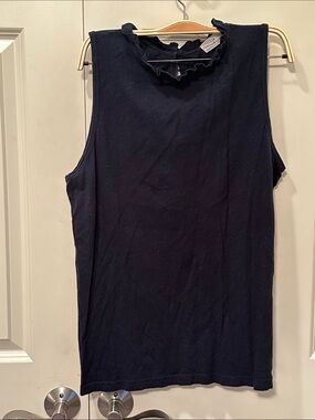 T.La from Anthropologie NavyRuffle Mock Neck Sleeveless Tank